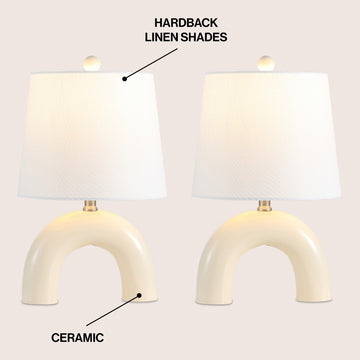 Zadie 17.75" Scandinavian Minimalist Ceramic Arch LED Table Lamp - JONATHAN Y